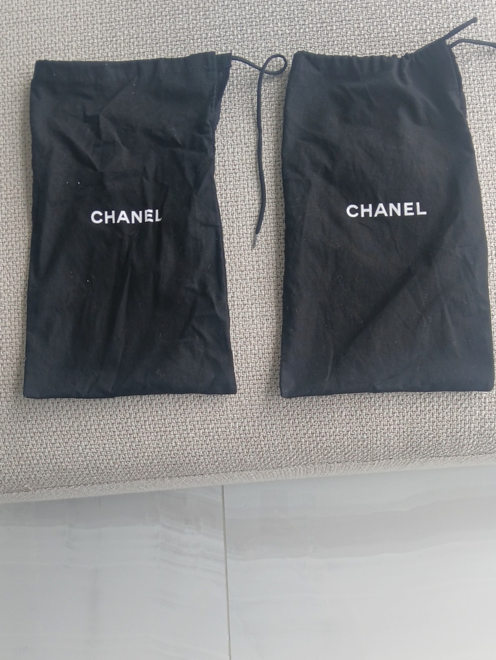 CHANEL Black Drawstring Logo Dust Bags - Pair